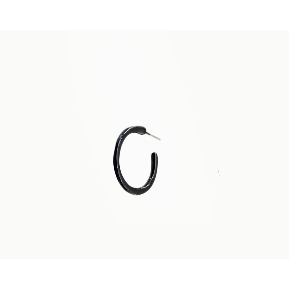 Darla Collection Black Hoop Earrings Minimalist Glossy Post‎ Back 1 Inch Hoop